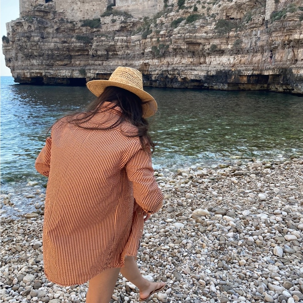 Orange Striped Oversized Shirt